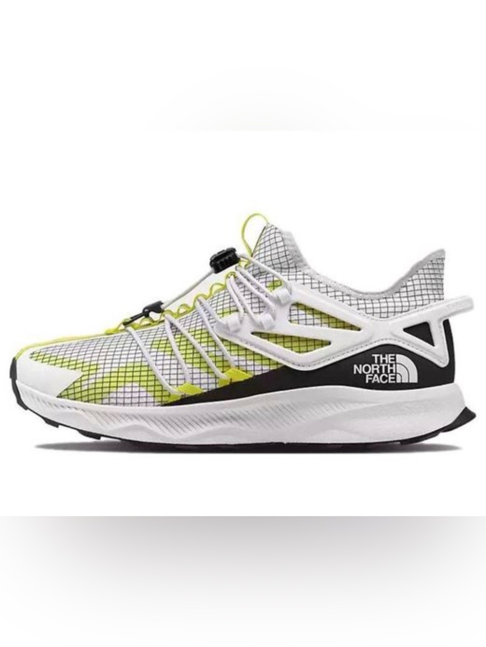 The North Face Men's White Oxeye Running Shoes White and Lime Trail - No Box